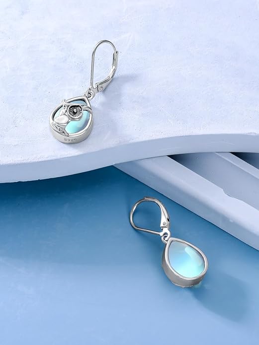 Dorunmo Moonstone Dangle Drop Earrings s925 Sterling Silver Leverback Earrings Filigree Moonstone Jewelry Birthday Gifts for Women