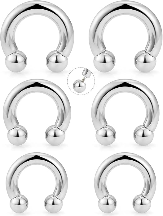 20G-00G Septum Rings Ear Gauges Earrings Stretching Kit 316L Surgical Steel Horseshoe Septum Pa Piercing Jewelry for Women 10mm 12mm 14mm 16mm