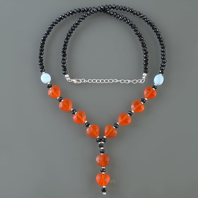 925 Sterling Silver Handmade Gemstone Necklace with Natural Heart-Shaped Beads – Dainty Jewelry for Women