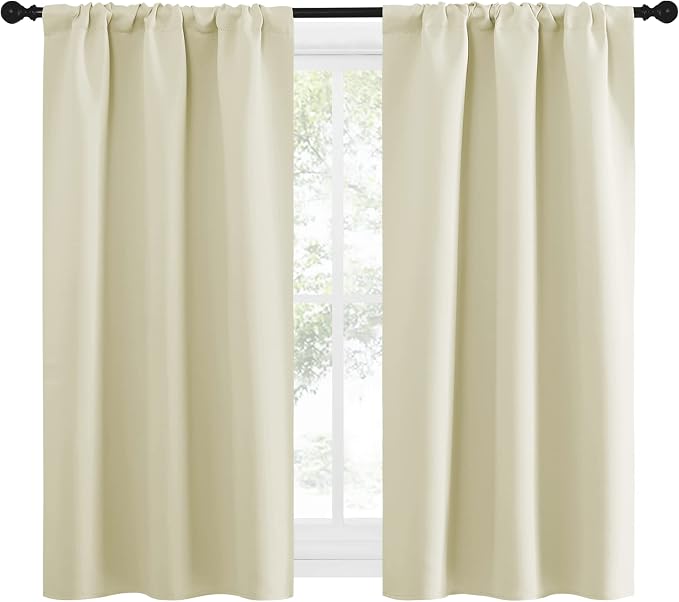 NICETOWN Kitchen Curtains, Short Blackout Curtains & Drapes, Home Decoration Privacy Thermal Insulated Curtains for Unicorn Theam Room (Beige, 34" Wide, 54" Long, 2 PCs)