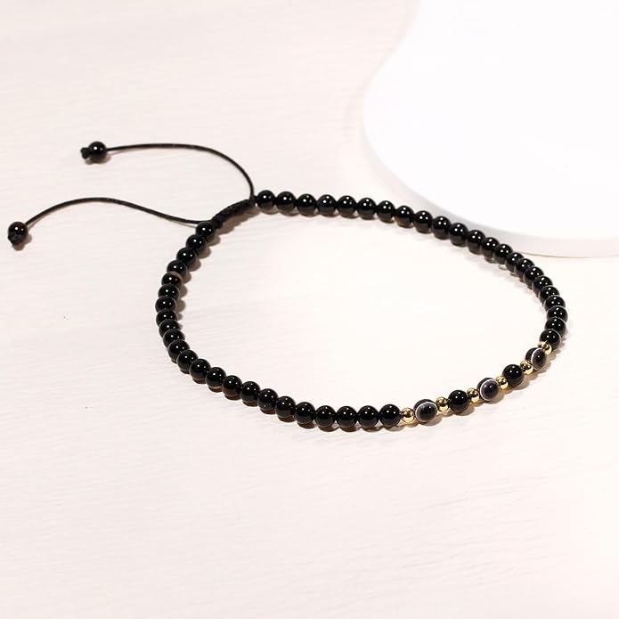 Evil Eye Ankle Bracelets for Women Beads Anklets Beach Accessiory Gemstone Healing Crystal Adjustable