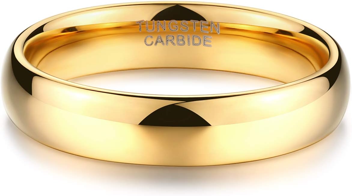TRUMIUM 2mm 4mm 6mm 8mm Tungsten Wedding Band Ring for Men Women Silver/Rose Gold Plated/Rainbow/Gold Plated Domed High Polish Engagement Promise Rings Comfort Fit 4-15