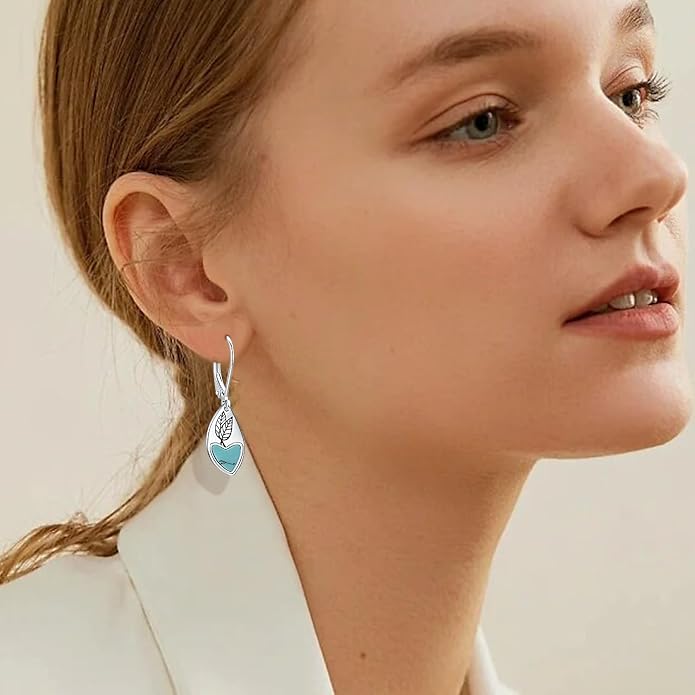 Aniu Tree of Life Earrings for Women Turquoise Malachite Teardrop Dangle Earrings for Women Sterling Silver Anniversary Birthday Drop Dangle Earrings Jewelry Gifts
