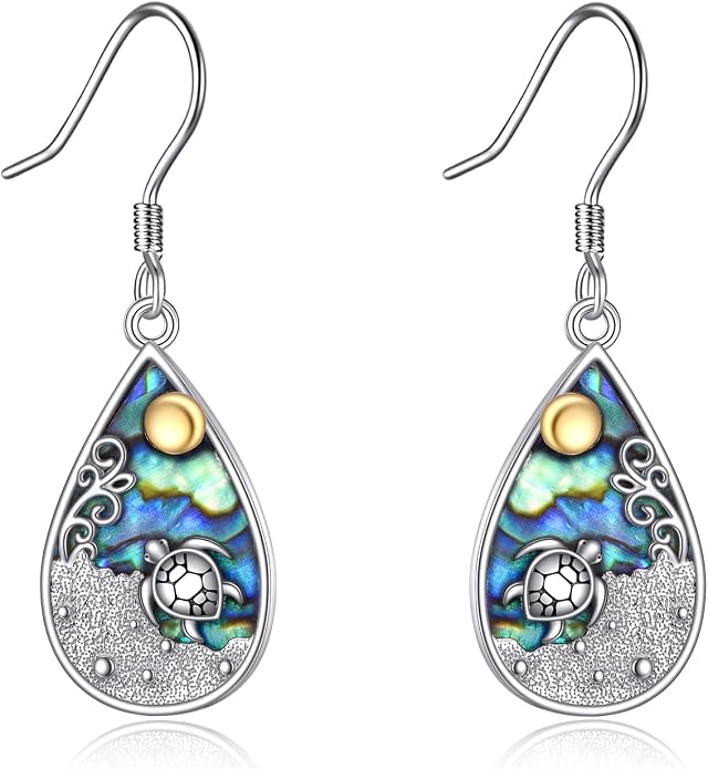 Abalone Shell Dangle Drop Earrings for Women 925 Sterling Silver Filigree Bohemian Earrings Jewelry Gift