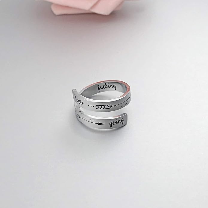 Inspirational Rings for Women Statement Stainless Steel Spiral Wrap Twist Ring Encouragement Personalized Jewelry Birthday Gifts