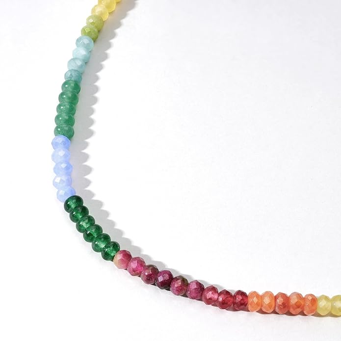 KELORIS PATH Beaded Necklace for Women, Colorful Gemstone Boho Bead Choker for Beach, Trendy Summer Natural Stone Jewelry Gifts