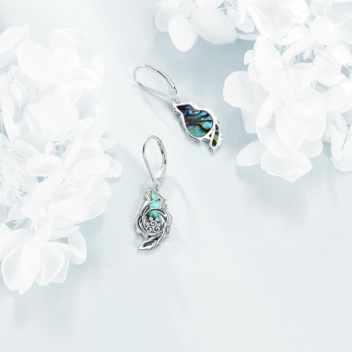 TIGER RIDER Abalone Shell 925 Sterling Silver Dangle Earrings Lightweight Filigree Dangle Drop Earrings for Women