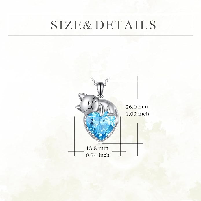 Cat Necklace Sterling Silver Cat Zircon Pendant Gothic Jewelry for Women Animal Lovers Gifts