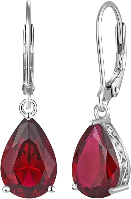 YL Solitaire Dangle Drop Earrings Teardrop Leverback Earrings Brass 8X12 MM Birthstone Jewelry for Women