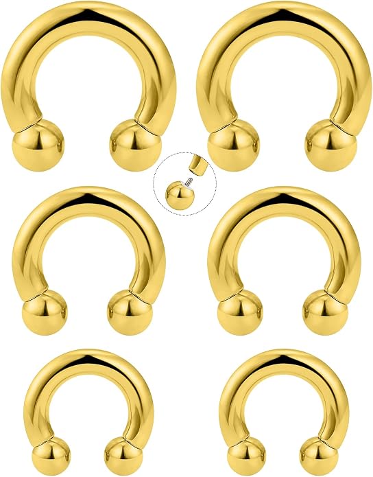 20G-00G Septum Rings Ear Gauges Earrings Stretching Kit 316L Surgical Steel Horseshoe Septum Pa Piercing Jewelry for Women 10mm 12mm 14mm 16mm
