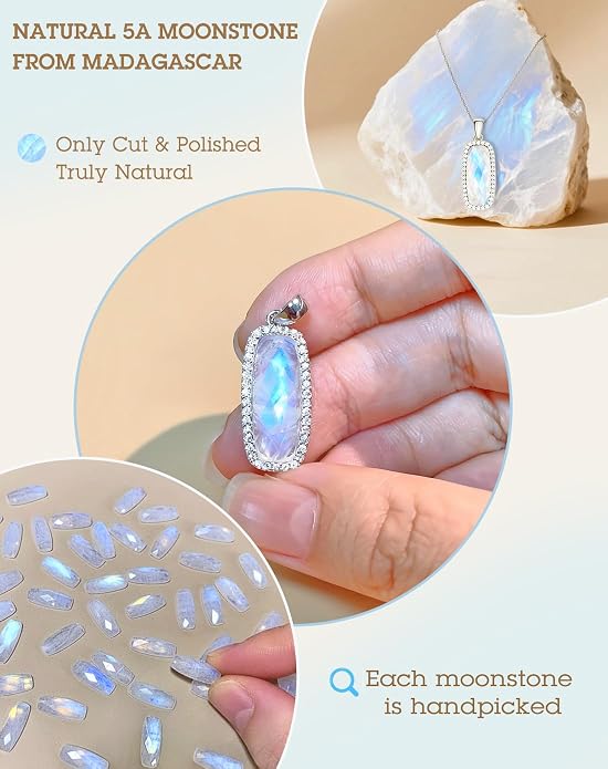 Natural Gemstone New Beginnings Birthday Graduation Gifts 925 Silver Jewelry Plated with 18K Gold Protection Necklace for Women