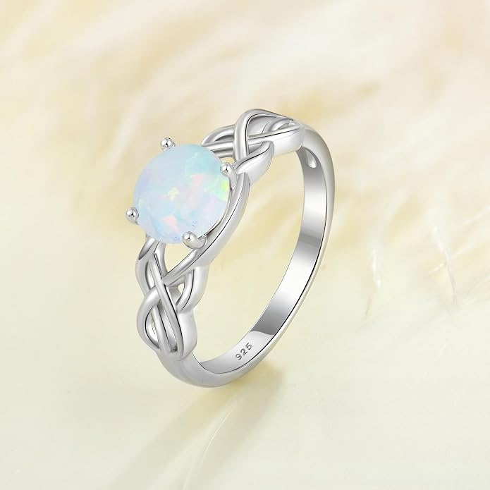 STARCHENIE Celtic Knot Promise Ring for Women 925 Sterling Silver Engagement Wedding Band with Birthstone (Size 5-10)