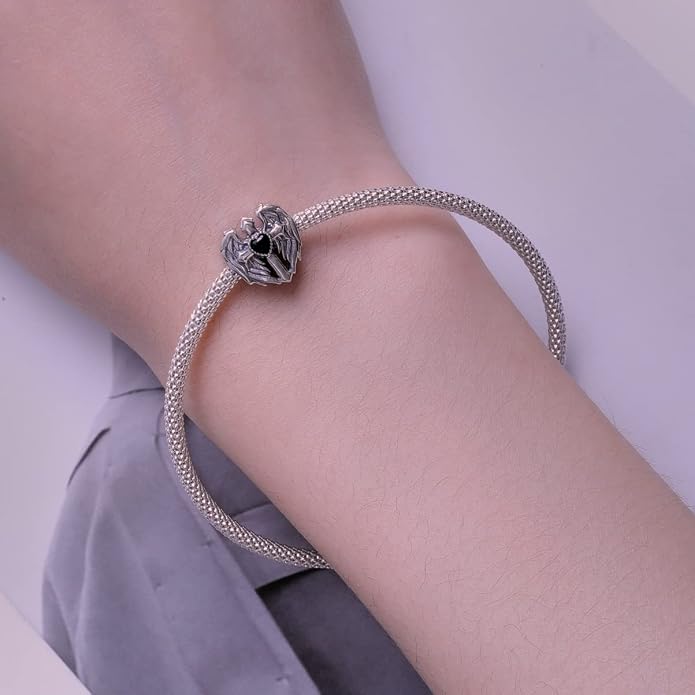 NINGAN 925 Sterling Silver Charm Golden Love Charm Buckle Safety Chain Travel Bead Firefly Dragonfly Pendant, Suitable for Women Bracelet and Necklace as Gift from Mom and Friends