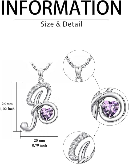 Birthday Gifts for Women Alphabet A to Z Initial Birthstone Pendant Necklaces for Women - 18k White Gold Plated Personalized Name Jewelry Anniversary Graduation Gifts for Wife Her Daughter Girlfriend(with Gift Box)