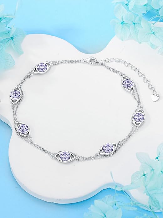 925 Sterling Silver Ankle Bracelet Evil Eye/Dolphin/Sea Turtle/Infinity/Wave Seashell/Hamsa Ankle Bracelet Adjustable Summer Beach Ocean Jewelry for Women