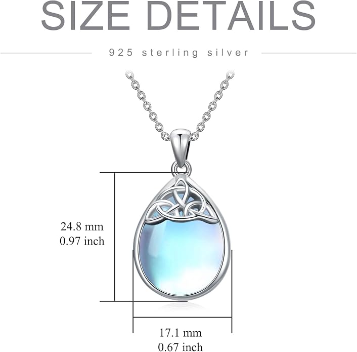 PELOVNY Celtic Knot Necklaces for Women 925 Sterling Silver Gemstone/Birthstone Teardrop Infinity Necklace Irish Celtic Pendant Jewelry Gifts for Mom Daughter Wife