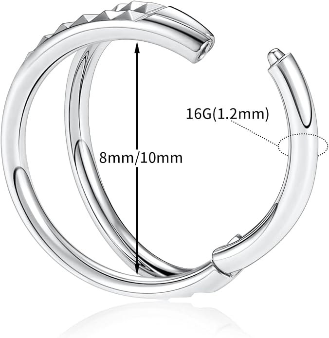 316L Surgical Steel Septum Clicker Ring Nose Ring Hoop Sleeper Hoop Earring Helix Rook Conch Cartilage Daith Tragus Earrings Lobe Nose Piercing Jewelry for Women