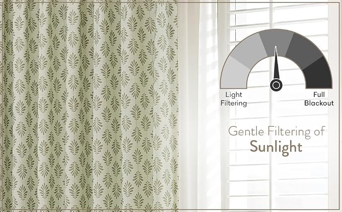 DrapePalette - Linen Blend Pinch Pleated Curtains 84 Inches Long for Living Room, Bedroom, Dining Room, Light Filtering Curtains 2 Panels Set, Modern Floral Printed Design, Pastel Grey, 30" W x 84" L