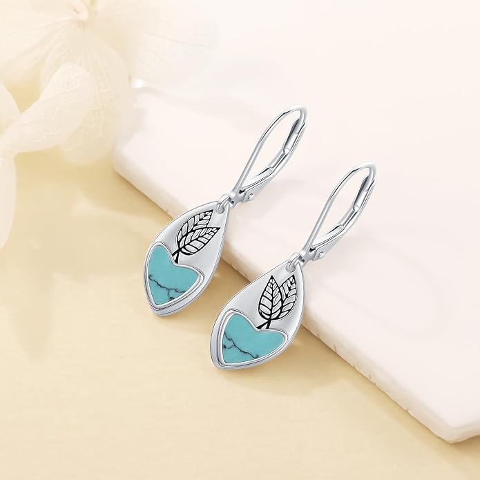 Aniu Tree of Life Earrings for Women Turquoise Malachite Teardrop Dangle Earrings for Women Sterling Silver Anniversary Birthday Drop Dangle Earrings Jewelry Gifts