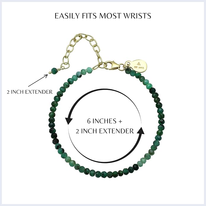 Faceted Bracelet for Women, Certified 925 Sterling Silver with 18K Gold Vermeil Healing Crystal Bracelets for Women - Crystals and Healing Stone Bracelet Women Jewelry for Gift