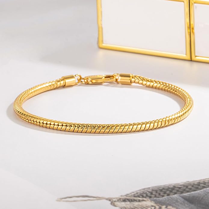 Dankadi Italy Smooth 3MM 4MM Round Snake Chain Bracelet Solid 925 Sterling Silver Men Women 6.3" 6.7" 7" 7.5" 8" 8.5" 9" 9.5" Bangle Charm Jewelry Gift