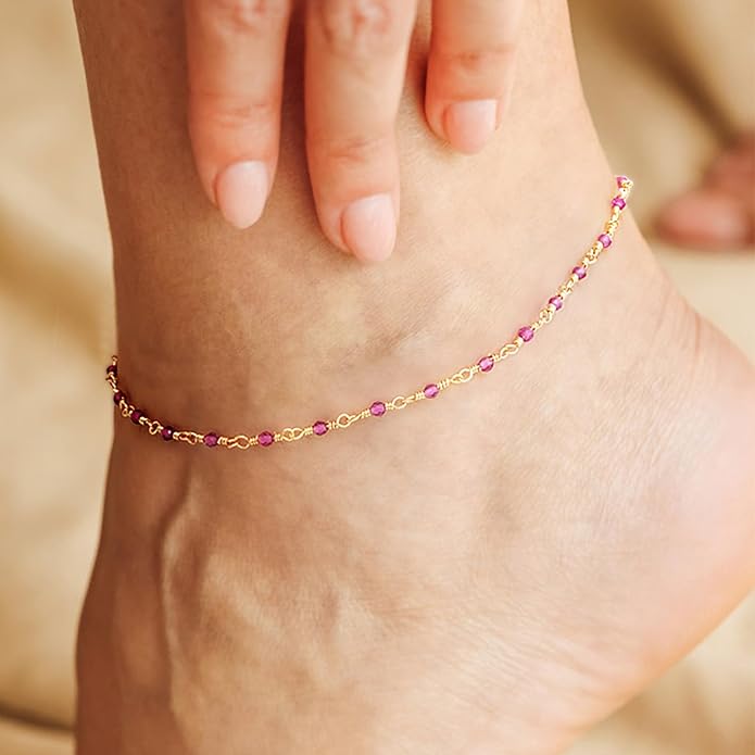 MEVECCO Anklet for Women Gold Chain 14K Gold Plated Dainty Boho Beach Summer Simple Foot Jewelry Ankle Bracelet