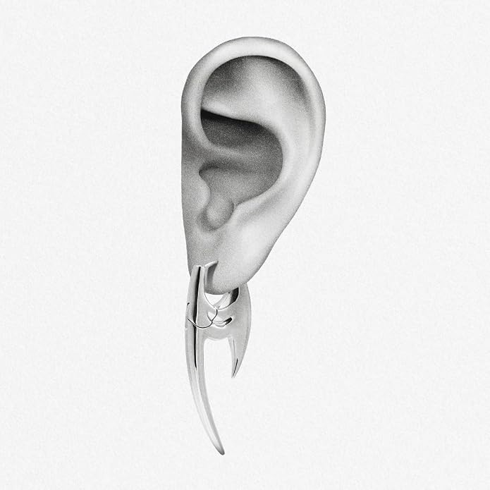 PUNKYOUTH Sharp Line Fluid Curve Earrings 18G 1mm Piercing Jewelry Edgy Minimalist Modern Claw Spike Huggie Hoop Dangle Drop For Women Men Polished Statement Everyday Wear Fashion Accessories