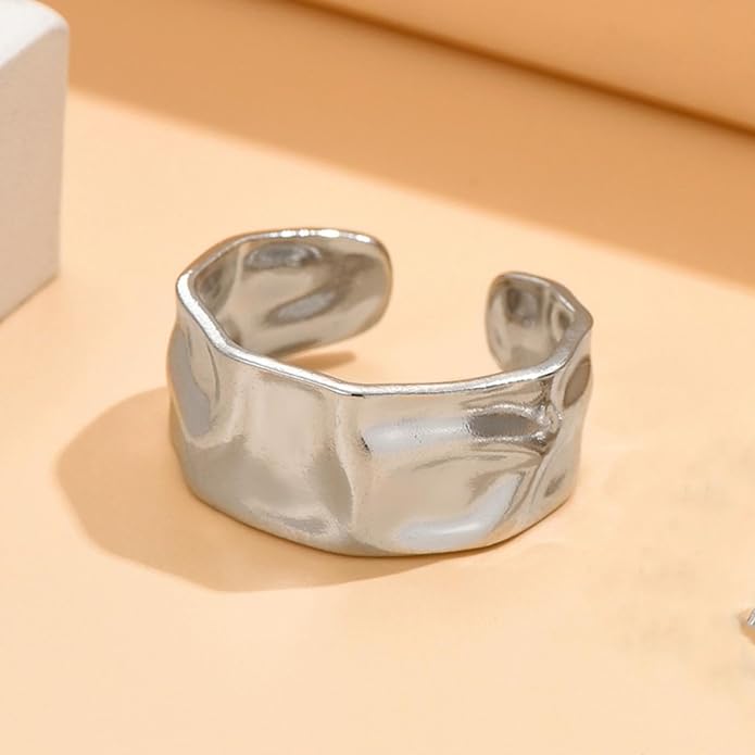 925 Sterling Silver Ring Minimalist Adjustable Rings Band Handmade Rings for Women Girls