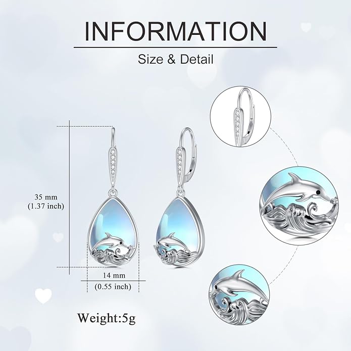 VONALA Dangle Earrings 925 Sterling Silver Opal Larimar Lapis Sapphire Turquoise Moss Agate Crystal Dangling Earrings Jewelry Gift for Women