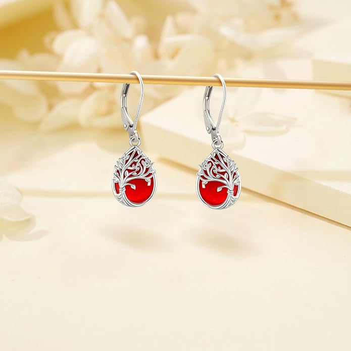 Tree of Life/Cat/Turtle/Butterfly/Flower/Celtic/Turquoise/Moonstone Dangle Earrings for Women Sterling Silver Cute Animals Drop Earrings Jewelry Gifts