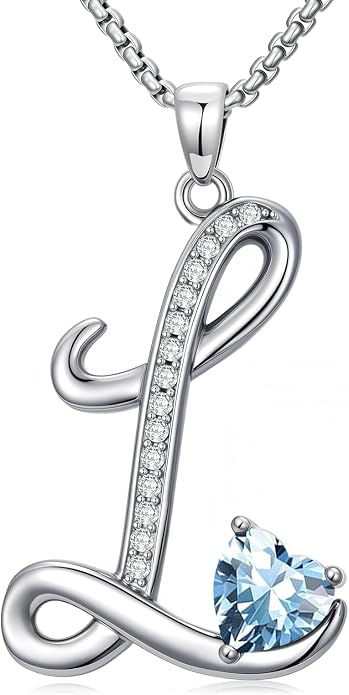 Birthday Gifts for Women Alphabet A to Z Initial Birthstone Pendant Necklaces for Women - 18k White Gold Plated Personalized Name Jewelry Anniversary Graduation Gifts for Wife Her Daughter Girlfriend(with Gift Box)