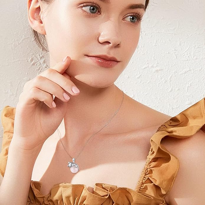 Cat Necklace Sterling Silver Cat Zircon Pendant Gothic Jewelry for Women Animal Lovers Gifts