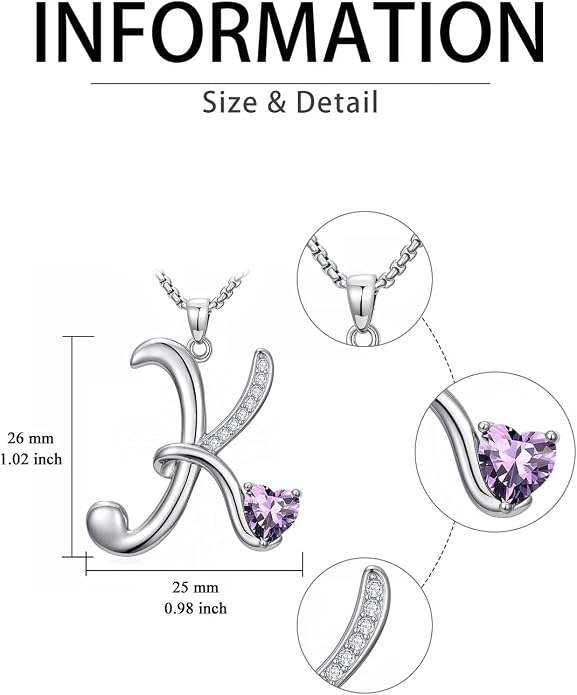 Birthday Gifts for Women Alphabet A to Z Initial Birthstone Pendant Necklaces for Women - 18k White Gold Plated Personalized Name Jewelry Anniversary Graduation Gifts for Wife Her Daughter Girlfriend(with Gift Box)