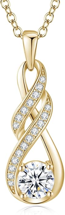 Birthstone Necklaces for Women 925 Sterling Silver Infinity Pendant Created Gemstone Jewelry for Her, 16"+2"