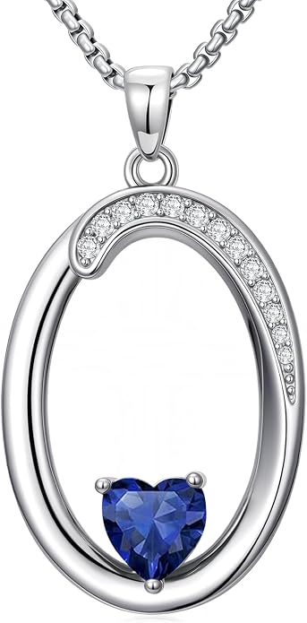 Birthday Gifts for Women Alphabet A to Z Initial Birthstone Pendant Necklaces for Women - 18k White Gold Plated Personalized Name Jewelry Anniversary Graduation Gifts for Wife Her Daughter Girlfriend(with Gift Box)
