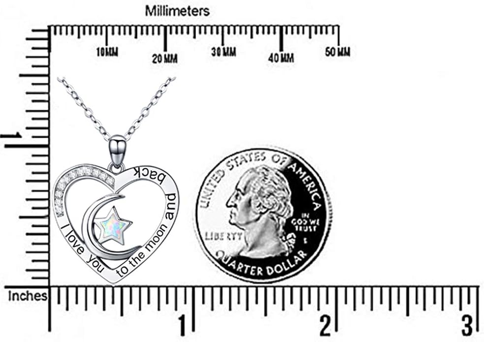 Cuoka 925 Sterling Silver Heart Necklace I Love You to The Moon and Back Pendant Sun Star Moon Necklace Jewelry for Women with Gifts Box