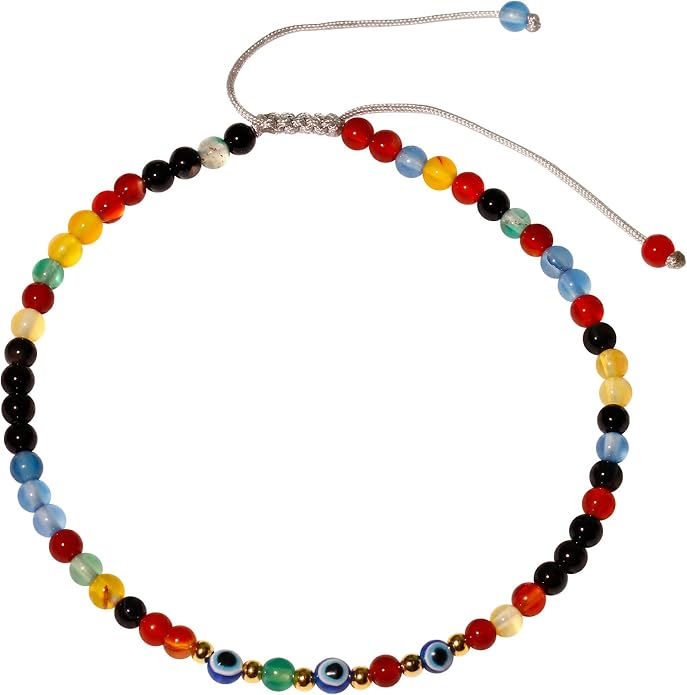 Evil Eye Ankle Bracelets for Women Beads Anklets Beach Accessiory Gemstone Healing Crystal Adjustable