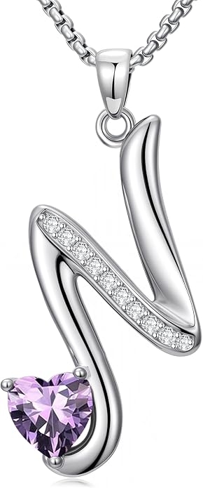 Birthday Gifts for Women Alphabet A to Z Initial Birthstone Pendant Necklaces for Women - 18k White Gold Plated Personalized Name Jewelry Anniversary Graduation Gifts for Wife Her Daughter Girlfriend(with Gift Box)