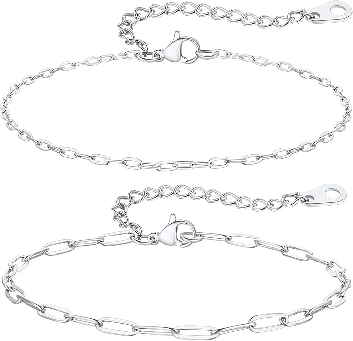ChainsPro Stainless Steel Waterproof Anklet for Women, Adjustable Non Tarnish Layered Anklets, Trendy Dainty Cuban Link Ankle Bracelet Beach Jewelry Gifts for Swimming & Daily Wear (8.5+2 inches)