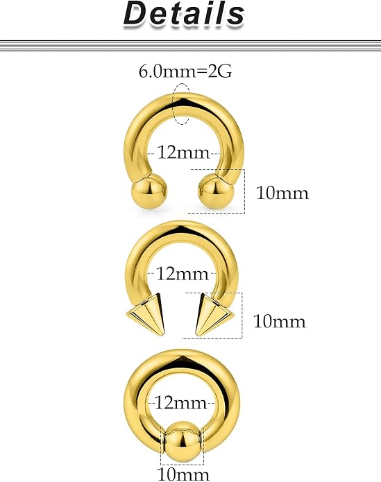 00G 0G 2G 4G 6G 8G 10G 12G 14G 16G Septum Rings Silver Black Surgical Steel Heavy Gauges Earrings Stretching kit Eyebrow Lip Septm Nose Rings Helix Tragus Daith Rook Earrings Hoops 10mm-19mm
