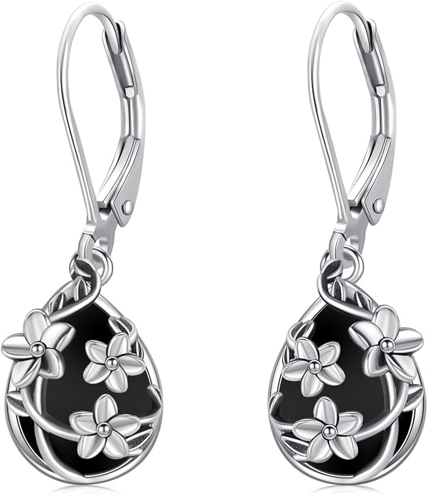 Flower Earrings 925 Sterling Silver Flower Teardrop Leverback Dangle Earrings Jewelry Gifts for Women Girls