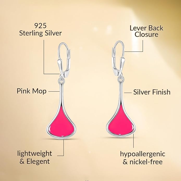 LeCalla 925 Sterling Silver Teardrop Dangle Earrings for Women | Lightweight Vertical Drop Dangle Earrings | Minimalist Dangling Earring Jewelry Gifts for Women