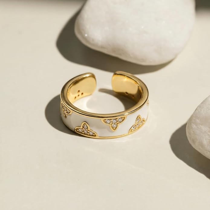Vintage 14k Gold Ring for Women - Adjustable Carving Open Ring Unique Boho Jewelry Gift for Wedding Band & Daily Wear Ring