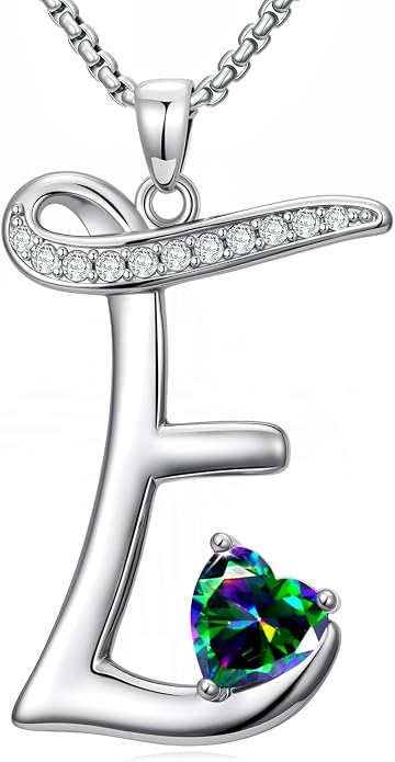 Birthday Gifts for Women Alphabet A to Z Initial Birthstone Pendant Necklaces for Women - 18k White Gold Plated Personalized Name Jewelry Anniversary Graduation Gifts for Wife Her Daughter Girlfriend(with Gift Box)