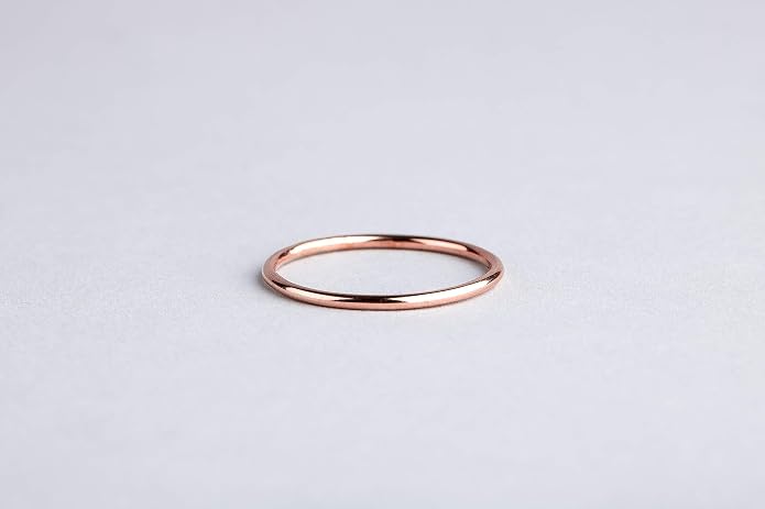 Melanie Golden Jewelry 1mm Thin Smooth Stacking Skinny Ring in Sterling Silver, Gold, or Rose Gold | Handmade Comfort Fit Dainty & Minimalist Bands for Women | Sizes 2-12