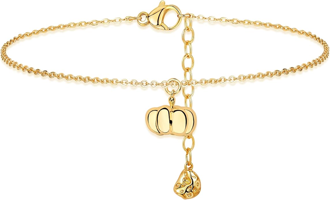 Gold Ankle Bracelets for Women, 14K Gold Plated Anklets Adjustable Cuban Link Anklets Set Tiny Cute Summer Barefoot Jewelry Gift.