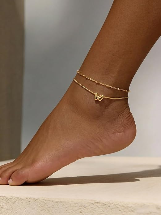 ChainsProMax Initial Ankle Bracelets for Women, Waterproof Anklets Bracelet Adjustable Summer Beach Women Foot Jewelry, Stainless Steel/Gold Plated-Send Gift Box/Letter A-Z