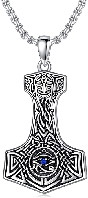 Thors Hammer Necklace 925 Sterling Silver Viking Mjolnir Pendant Mjolnir Jewelry for Men Women