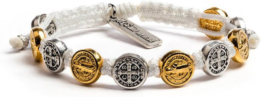 My Saint My Hero Benedictine Blessing Bracelets – Handwoven Spiritual Protection with Medals Hand-Cast In Italy at Sacred Site