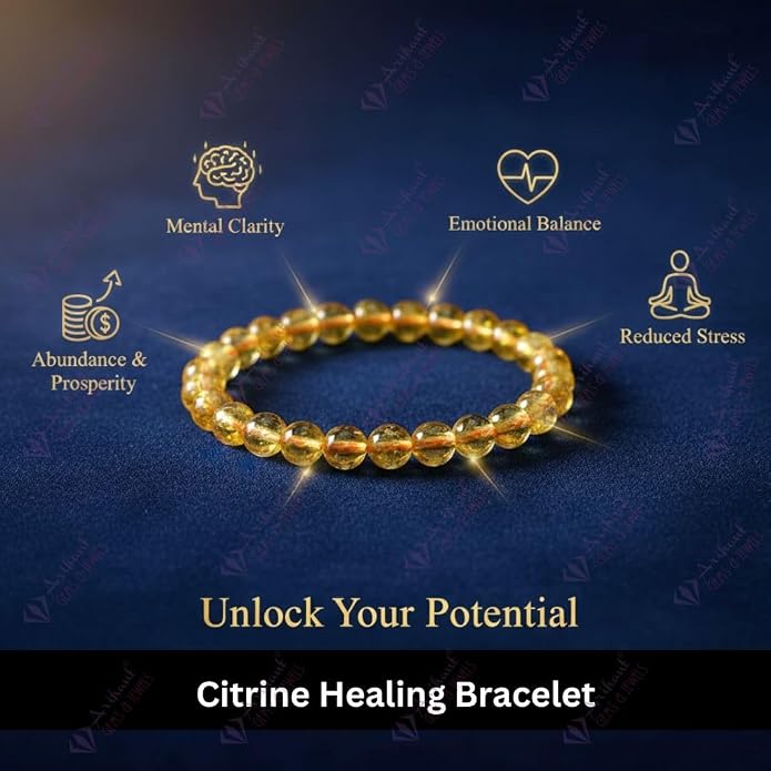 Arihant Gems And Jewels Reiki/Yoga Healing Crystal Stretchable Bracelet,100% Natural And Certified, Astrological Gemstone, Unisex Both For Men & Women - (8 Mm)